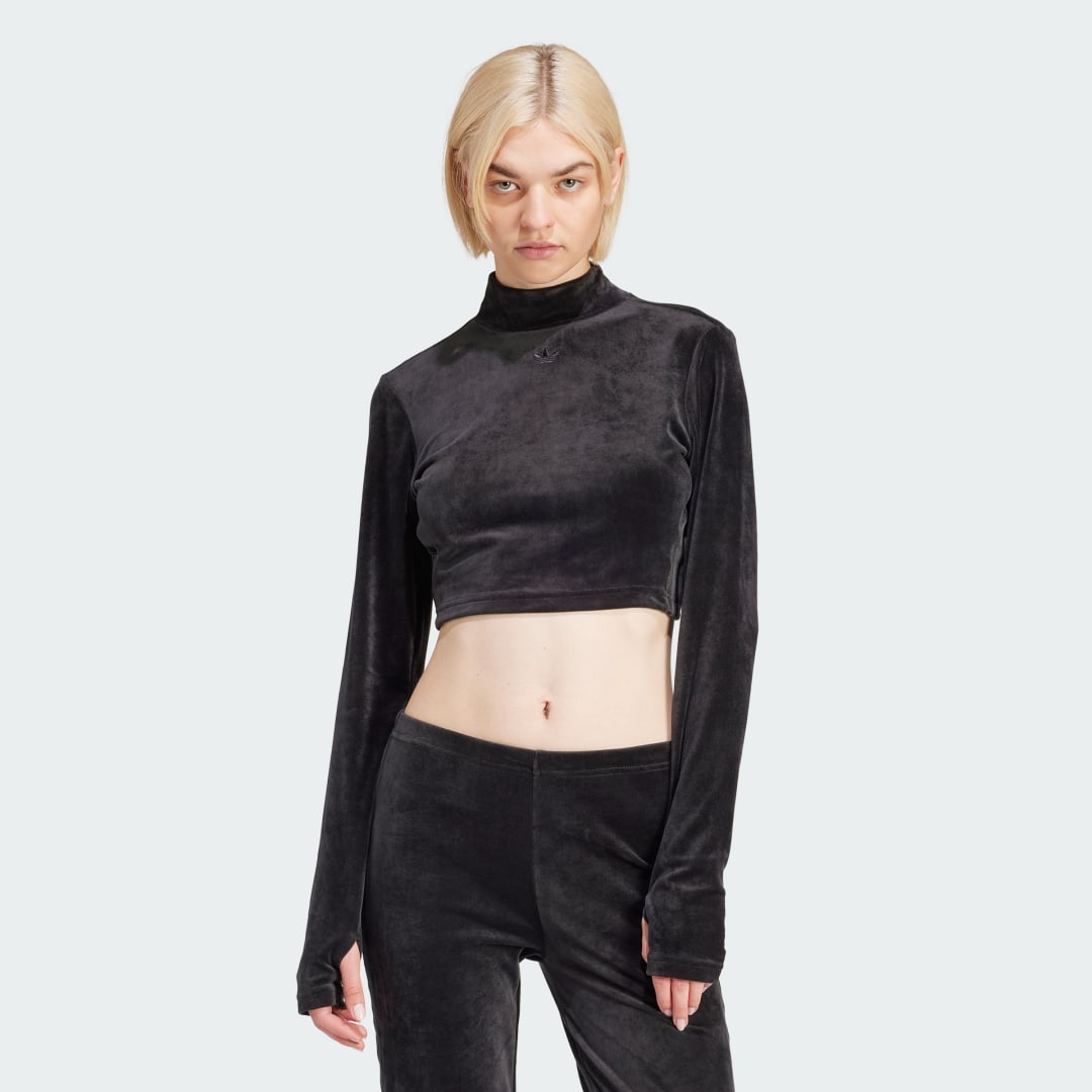 Crop top adidas Originals Top Velvet Crop Musta | IT9660, 1
