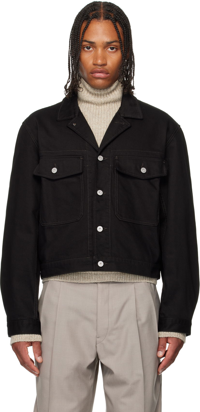 Takki LEMAIRE LEMAIRE Denim Trucker Jacket Musta | OW1188 LD1055