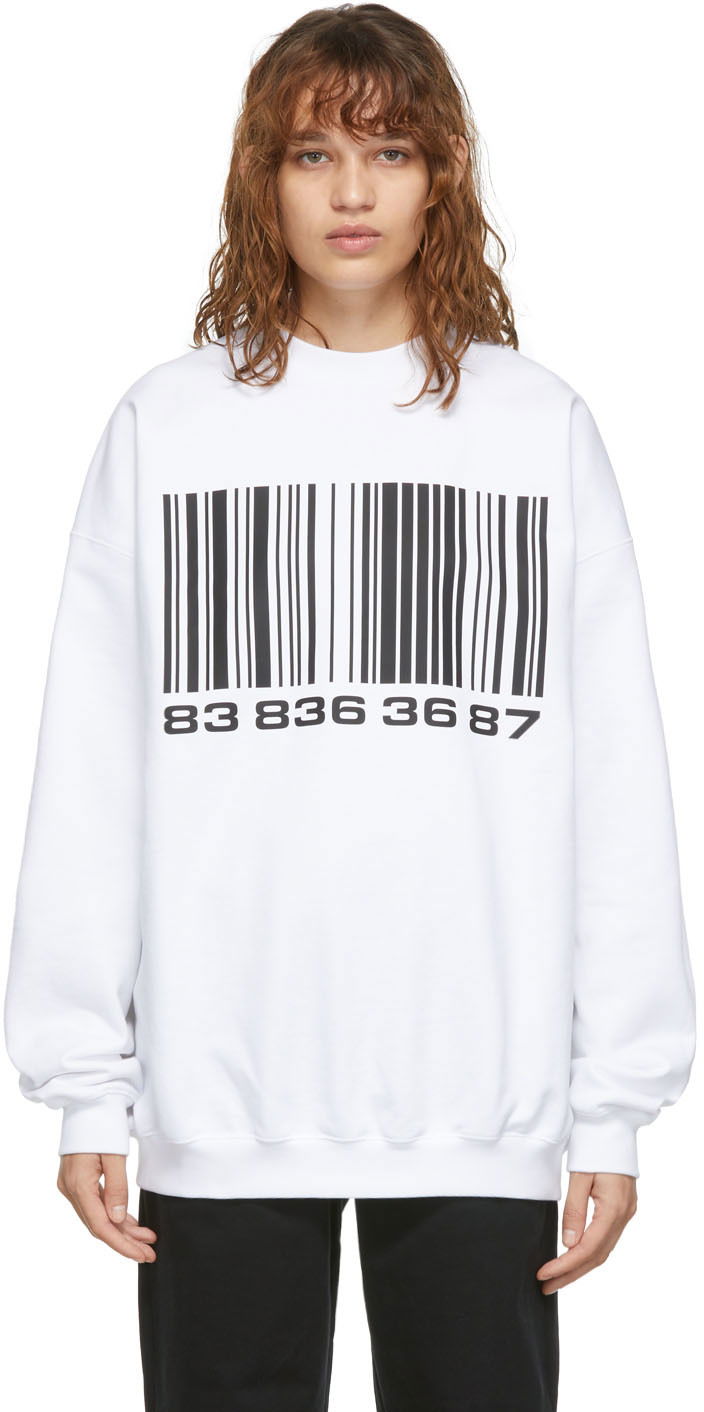Huppari VETEMENTS VTMNTS Big Barcode Sweatshirt Valkoinen | VL12TR100W
