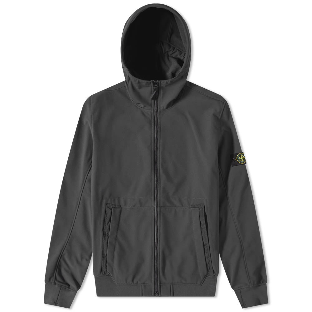 Tuulitakki Stone Island Soft-Shell Hooded Jacket Musta | 7715Q0122-V0029, 0