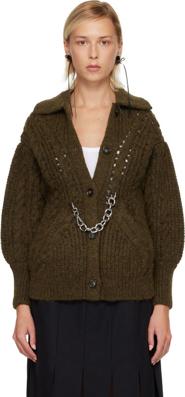 Villapaita Simone Rocha Simone Rocha Sculpted Chunky Knit Chain Detail Cardigan Vihreä | MZMK1E 0665, 0