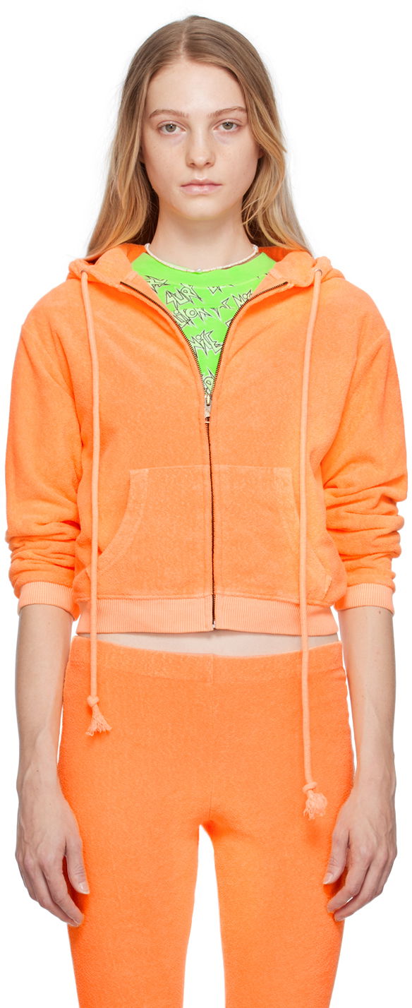 Huppari ERL Cropped Zip Hoodie Oranssi | ERL06T110