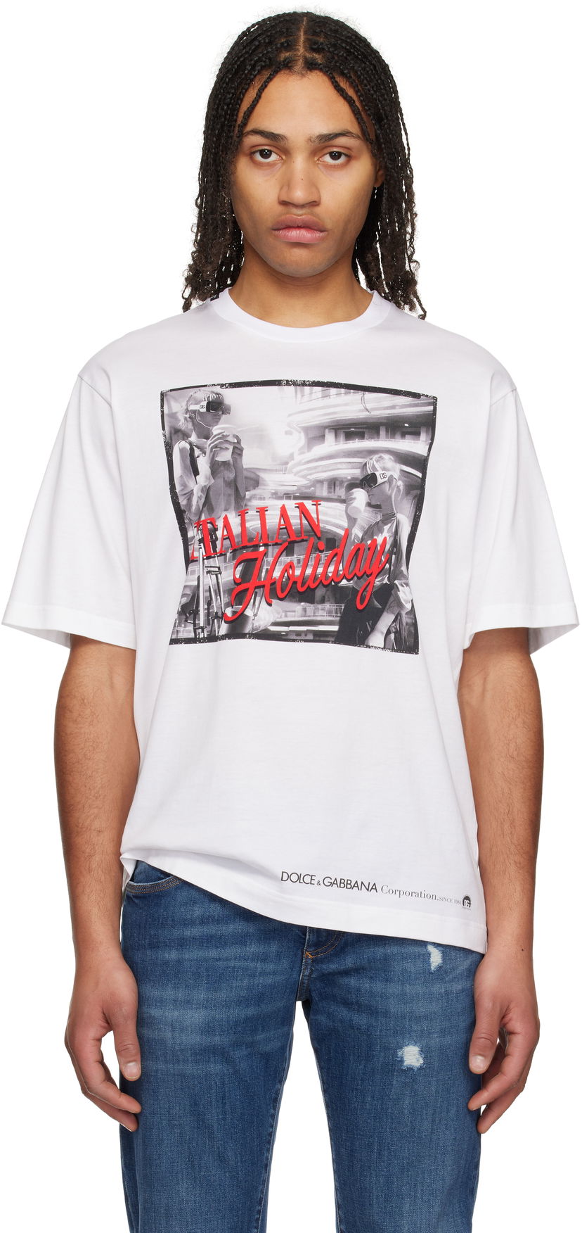 T-paita Dolce & Gabbana Dolce&Gabbana 'Italian Holiday' Print Cotton T-Shirt Valkoinen | G8PN9TG7O4T