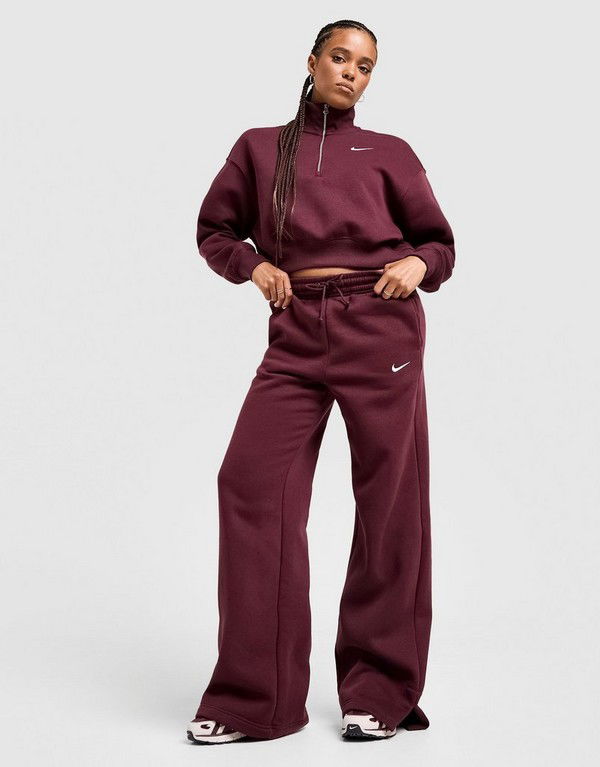 Verryttelyhousut Nike Nike Sportswear Phoenix Fleece High Rise Wide 2 Pants Burgundia | IH1011-652