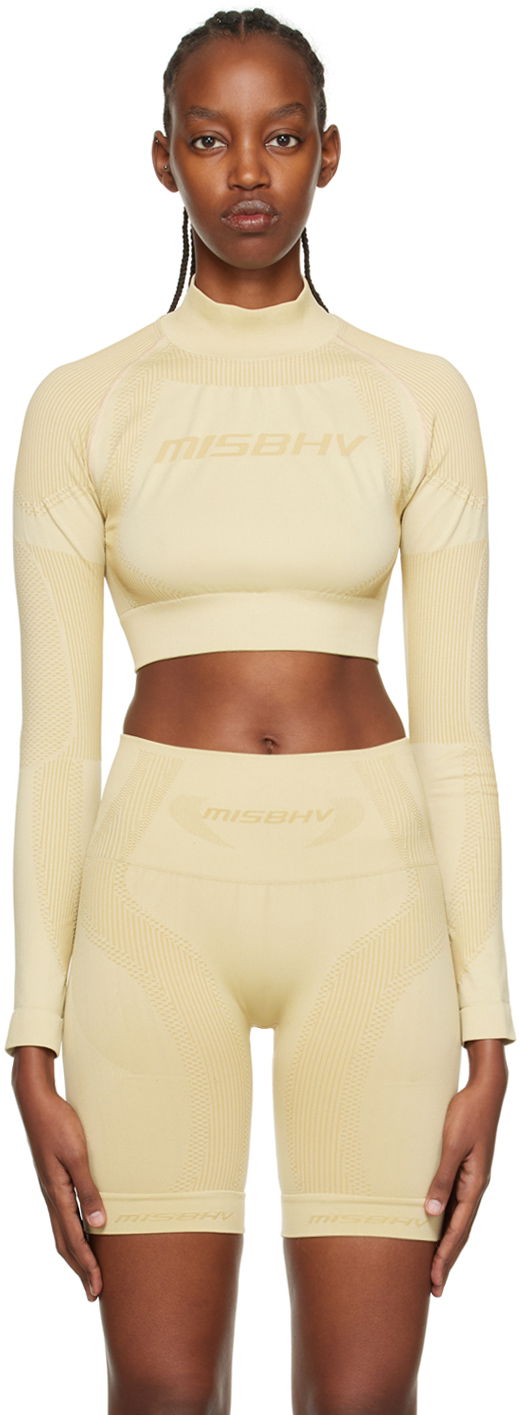 Verryttelypuku MISBHV Cropped Long Sleeve Sport Top Keltainen | 122W530