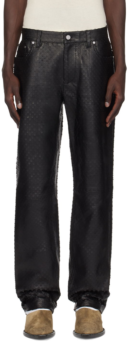 Jeans Helmut Lang Helmut Lang Hole-Punched Worker Leather Pants Musta | O06HM210