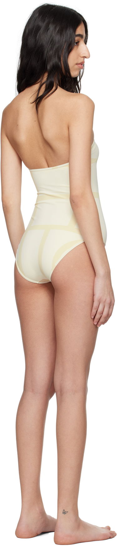 Uimapuvut TOTEME TOTEME Monogram Strapless One-Piece Swimsuit Beige | 252-WSW1027-FB0221, 2