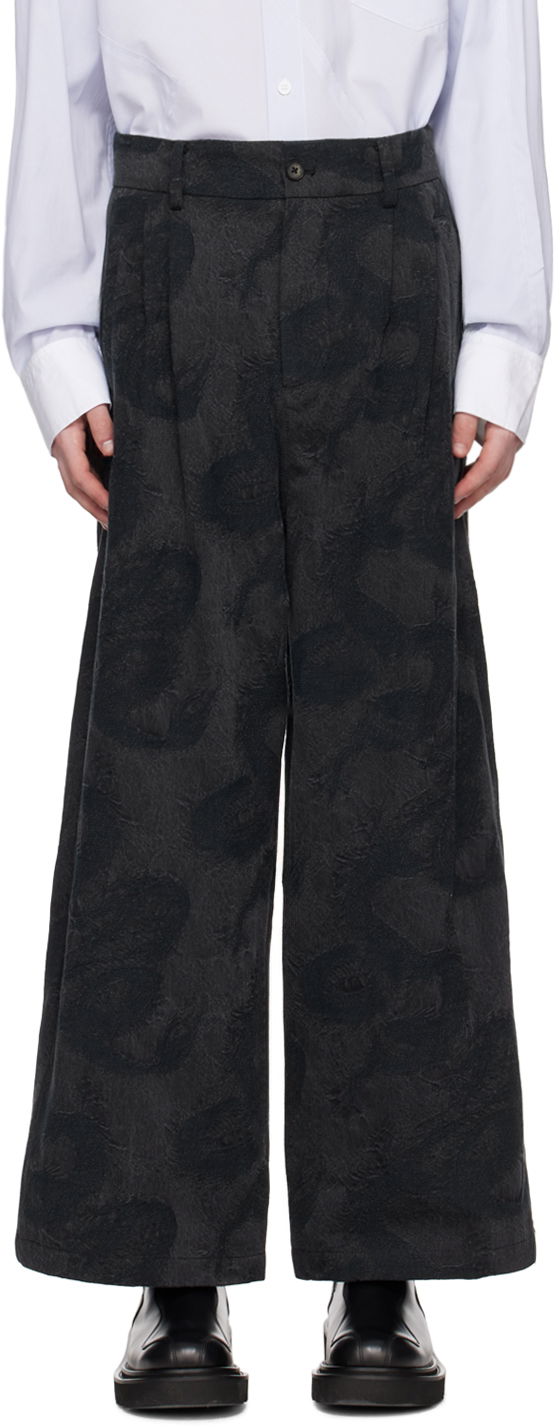 Housut Feng Chen Wang Feng Chen Wang Dragon Print Wide-Leg Trousers Musta | FUS17TR13