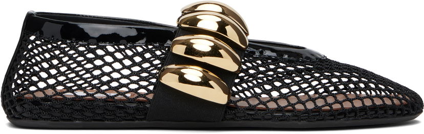 Kengänhoito Alaïa ALAÏA Fishnet Jewel Ballerina Flats Musta | AA3A067TK062