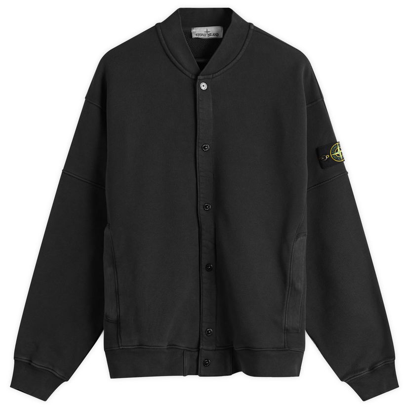 Huppari Stone Island Old Effect Fleece Bomber Jacket, Size Large Musta | K1S156100034-V0129