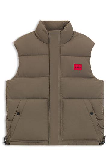 Liivi BOSS Water-repellent Puffer Gilet with Logo Badge Ruskea | 50549787