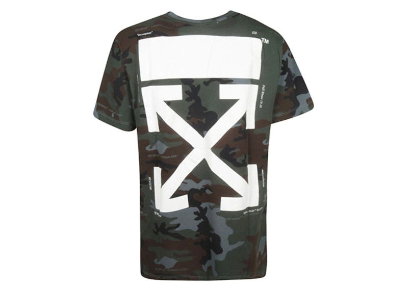 T-paita Off-White Camo Slim Fit T-Shirt Green Camo Musta | OMAA027E191850179901
