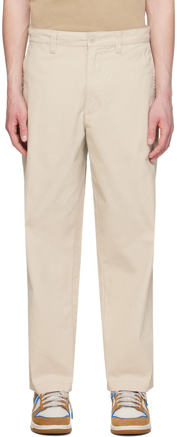 Housut AAPE by A Bathing Ape AAPE by A Bathing Ape Embroidered Trousers Beige | AAPPTMA677XXMBGE