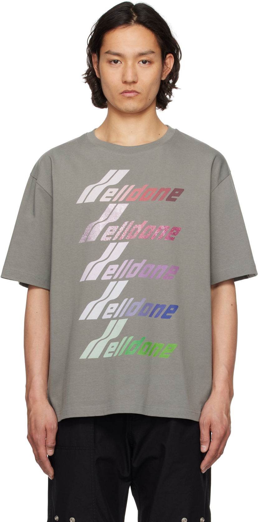 T-paita We11done We11done Multi-Logo T-Shirt Harmaa | WD-TT1-25-764-U-GY