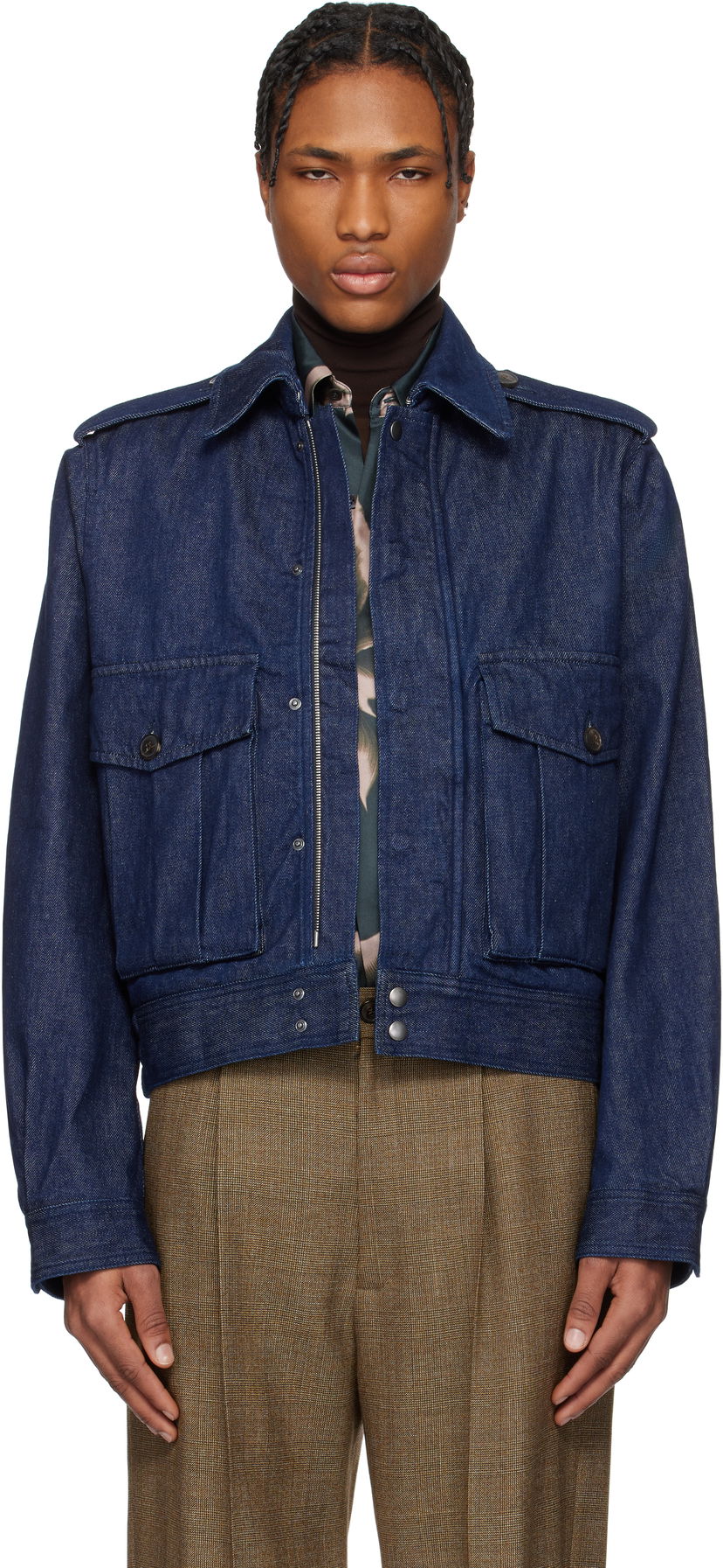 Bomber-takki Dries Van Noten Dries Van Noten Cropped Denim Jacket Sininen | 251-020533-1562