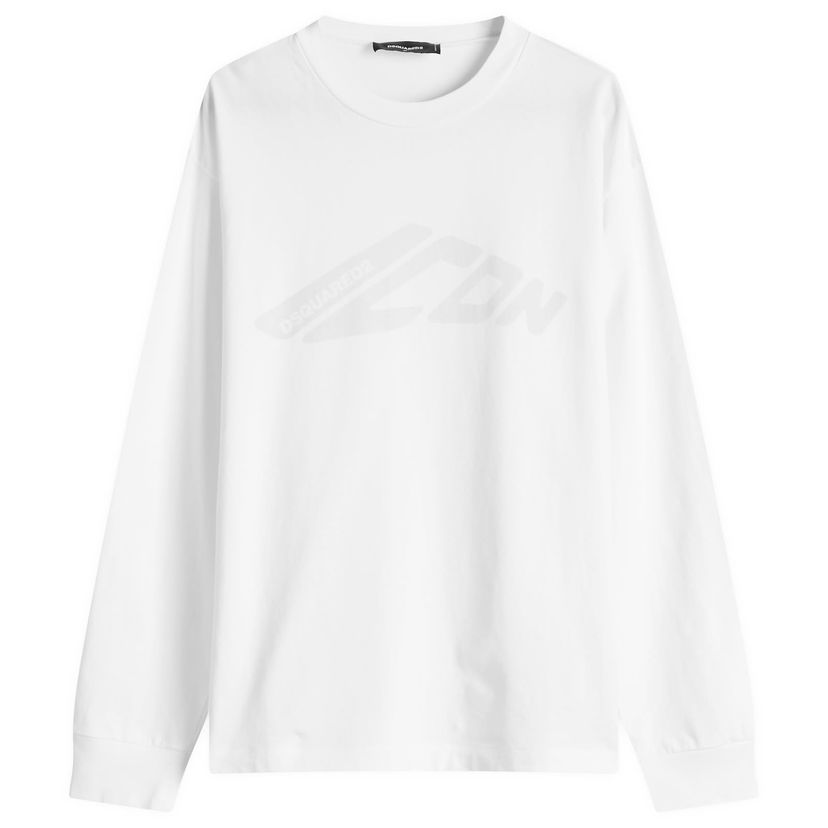T-paita DSQUARED2 ICON Loose Fit Long Sleeve T-Shirt, Size Large Valkoinen | S79GC0108-S24583-100