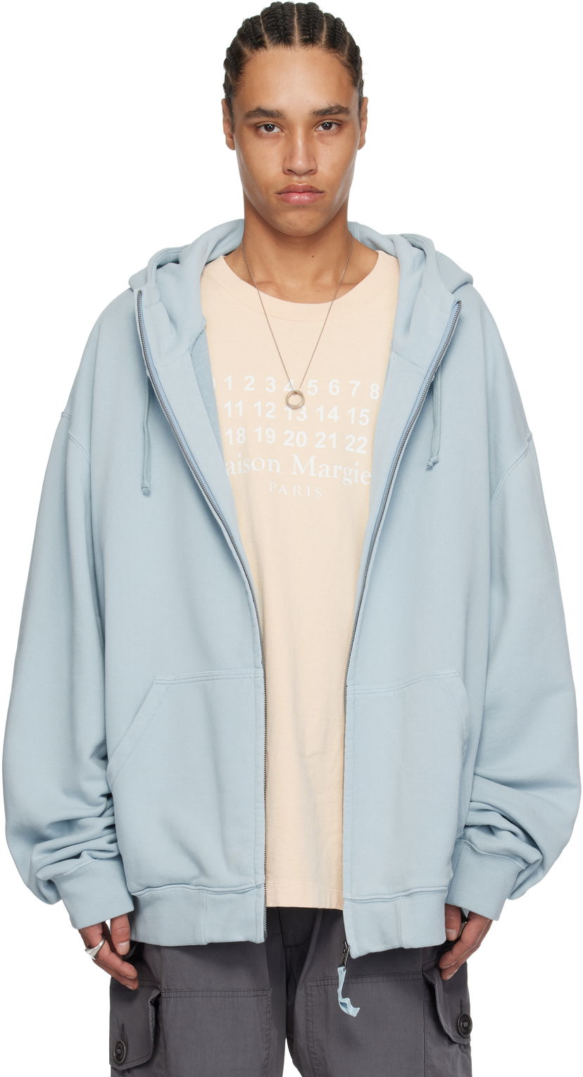 Huppari Maison Margiela Maison Margiela Embroidered Logo Zip-Up Hoodie Sininen | S50HG0047 M25017