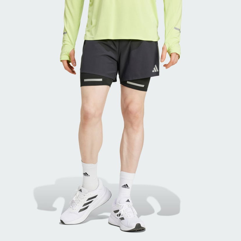 Shortsit adidas Performance Ultimate Running Reflective 2-in-1 Shorts Musta | JD7800