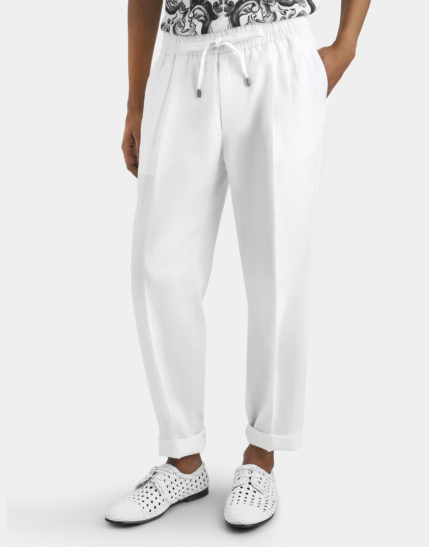 Housut Dolce & Gabbana Dolce & Gabbana Linen Jogging Trousers 44 Valkoinen | GP12RZFU4JBW0111, 1