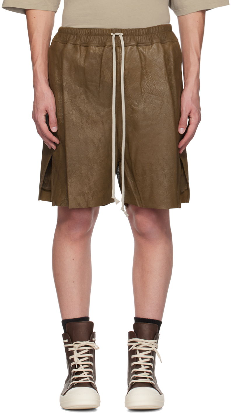 Shortsit Rick Owens Rick Owens Porterville Megablister Boxer Leather Shorts Vihreä | RU02D6397 LBA
