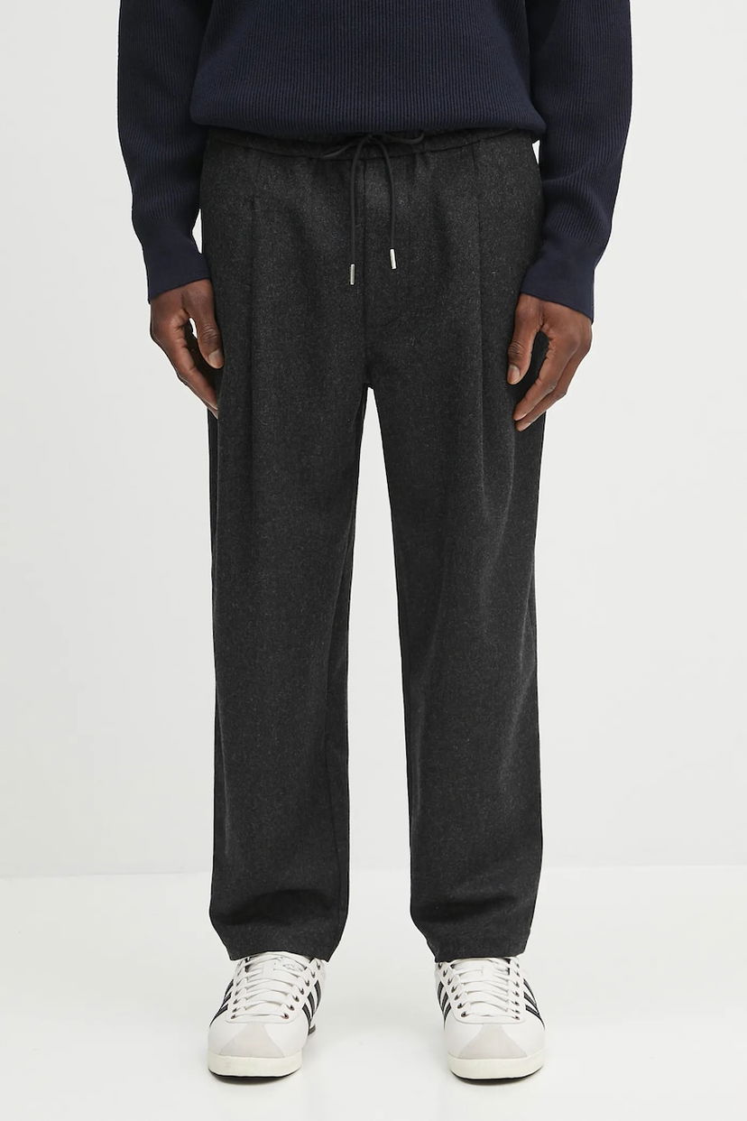 Housut Drôle de Monsieur Drôle de Monsieur Le Pantalon Cropped Flanelle Wool Pants Harmaa | H.BP167.WV008