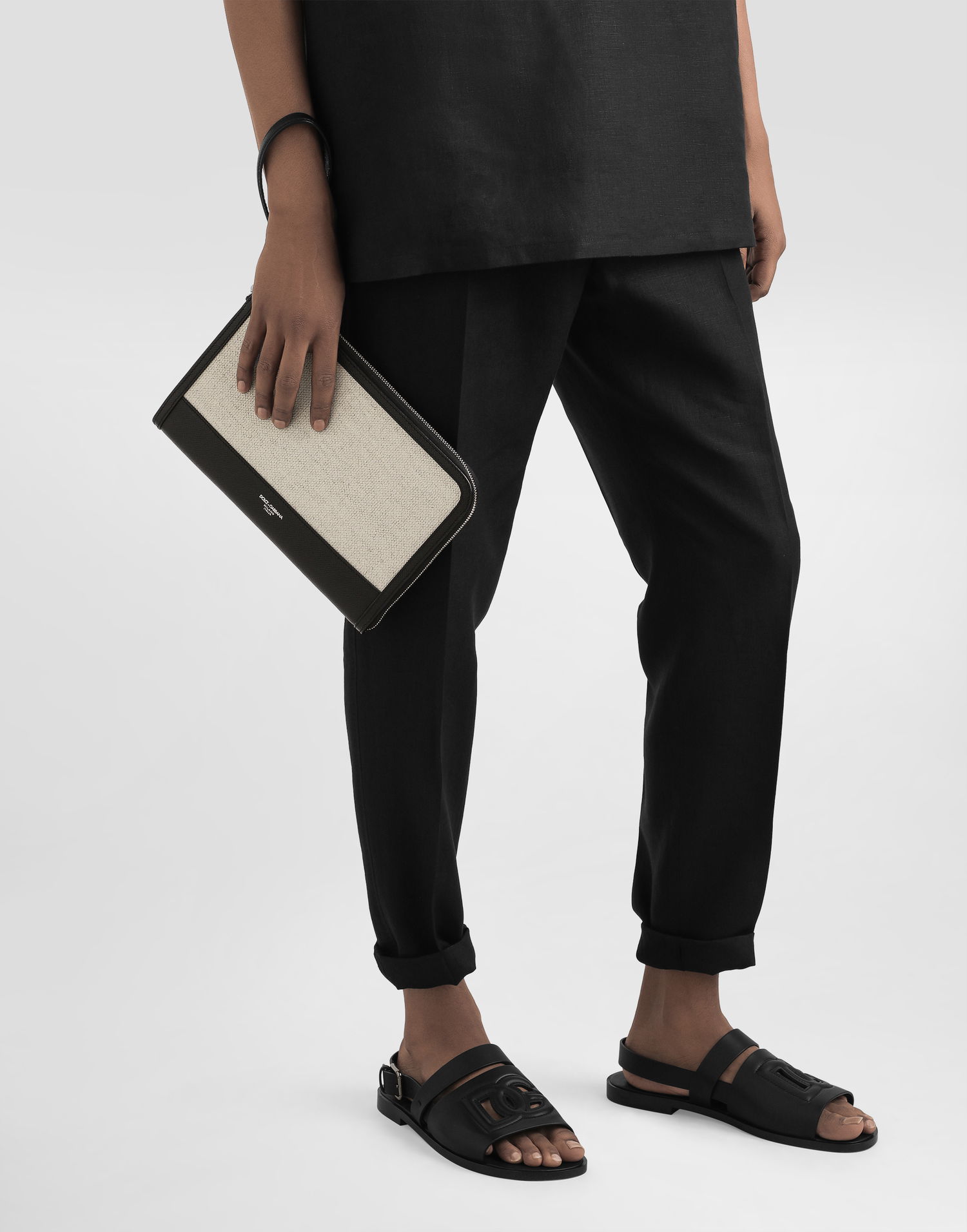 Reput ja laukut Dolce & Gabbana Dolce & Gabbana Atene Canvas and Calfskin Clutch Beige | BM2528AE8558S469, 1