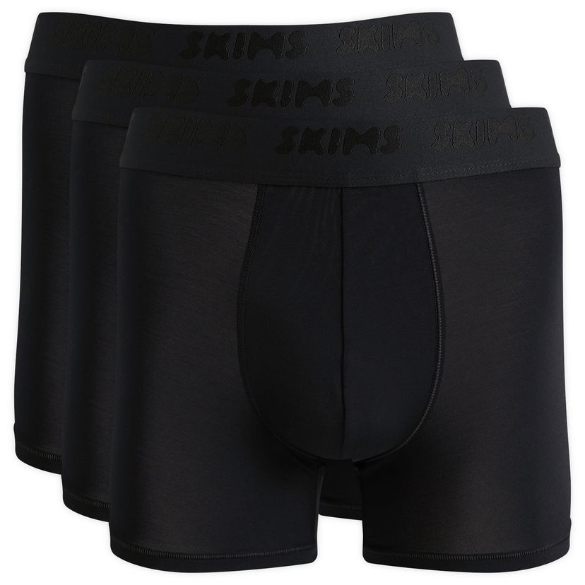 Nyrkkeilijät SKIMS Stretch Boxer Briefs 3" - 3-Pack Musta | BO-BBR-5628M-OB