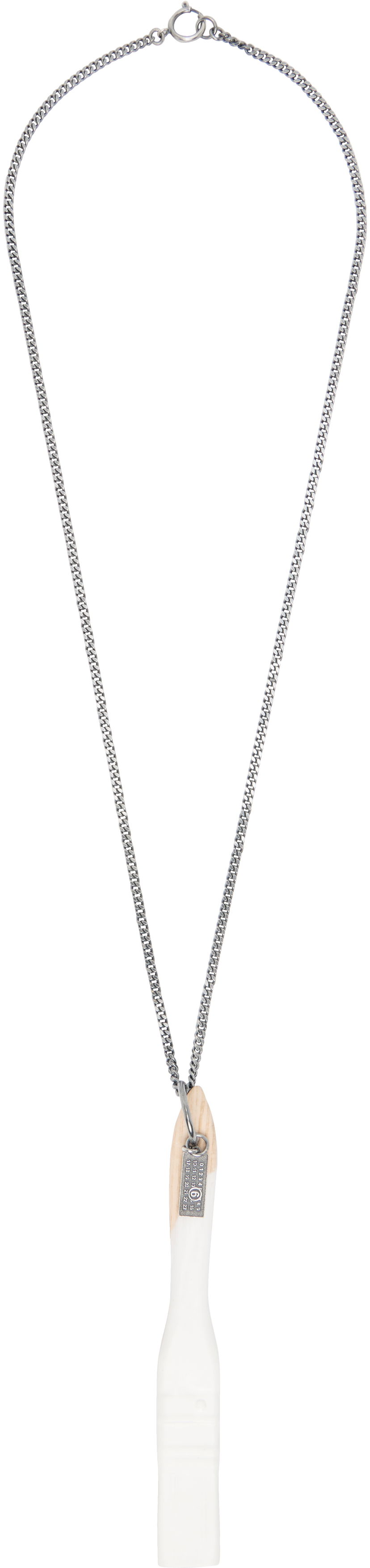 Kaulakoru Maison Margiela MM6 Maison Margiela Paint Brush Pendant Curb Chain Necklace Valkoinen | SM7UU0075 P7352