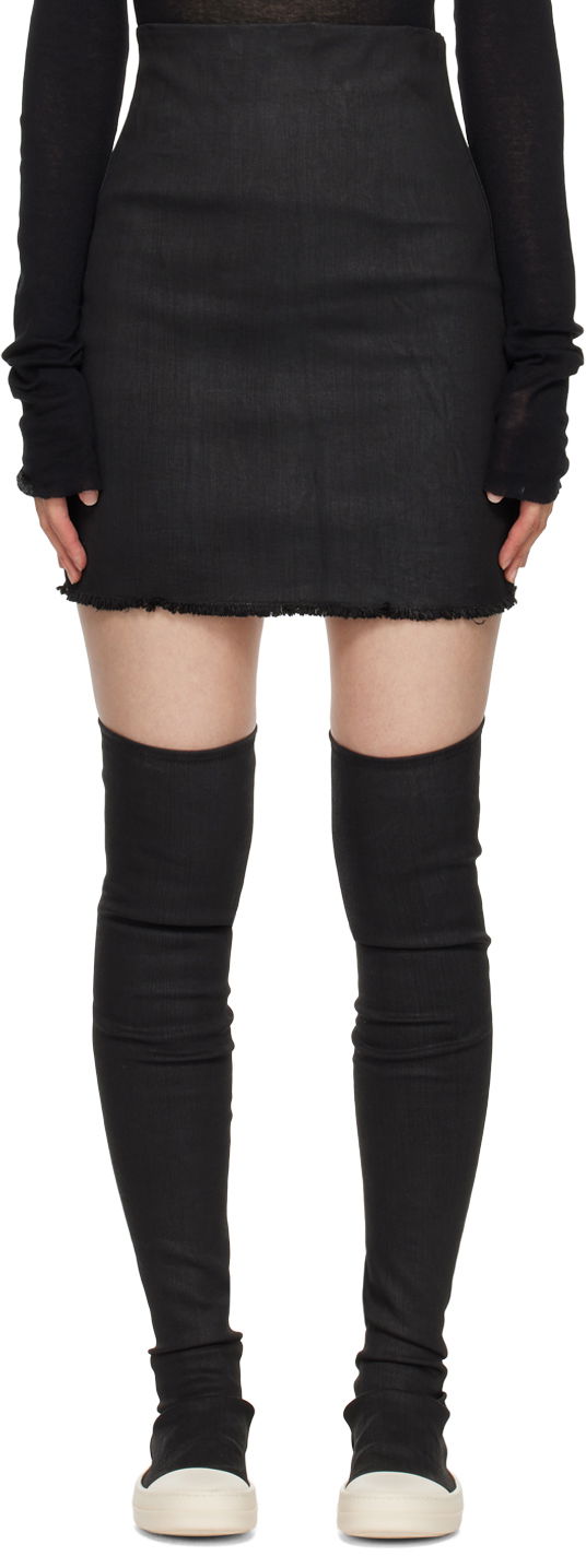 Hame Rick Owens Owens Dirt Denim Mini Skirt Musta | DS02D2346 SBW