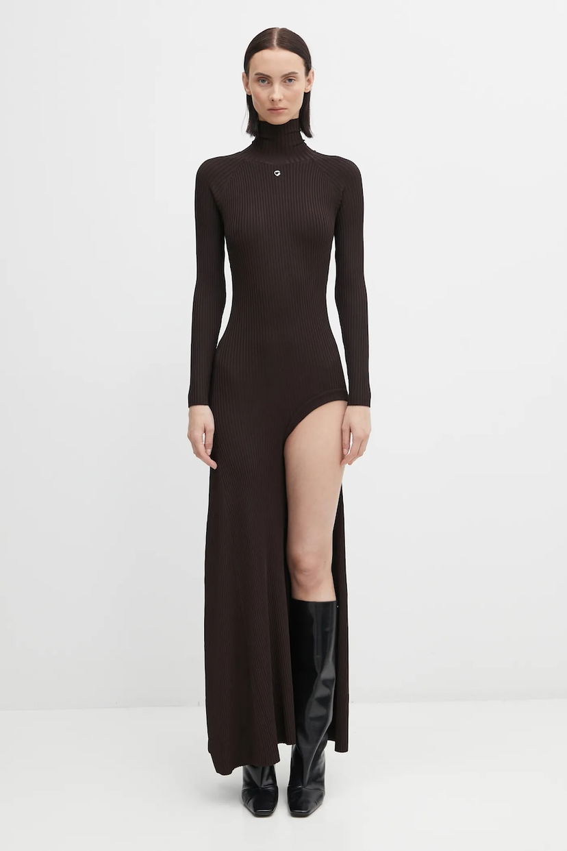 Mekko Coperni Leg Cut-Out Rib Gown Maxi Ruskea | COPML155Y3011
