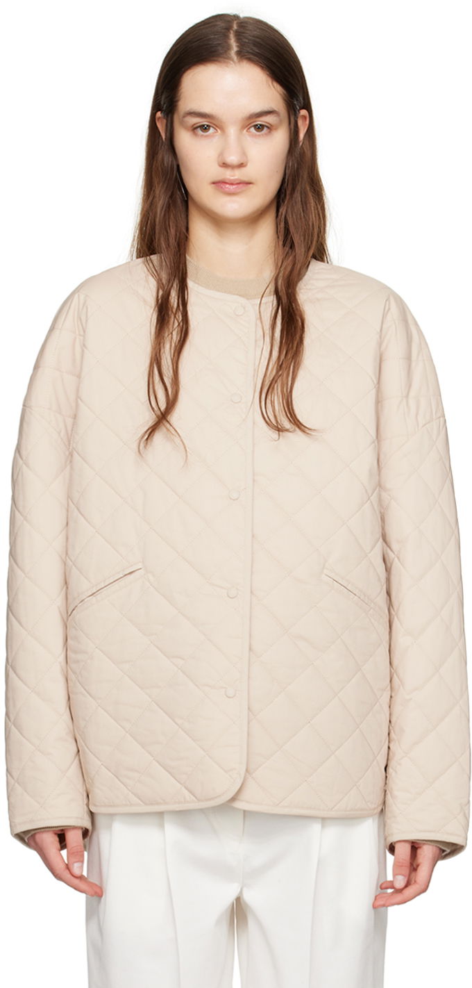 Puffer takki TOTEME TOTEME Quilted Snap Button Jacket Beige | 241-WRO1116-FB0157
