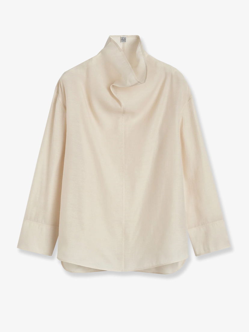 Paita TOTEME Draped Neck Blouse Beige | 244WRT0371FB0265116