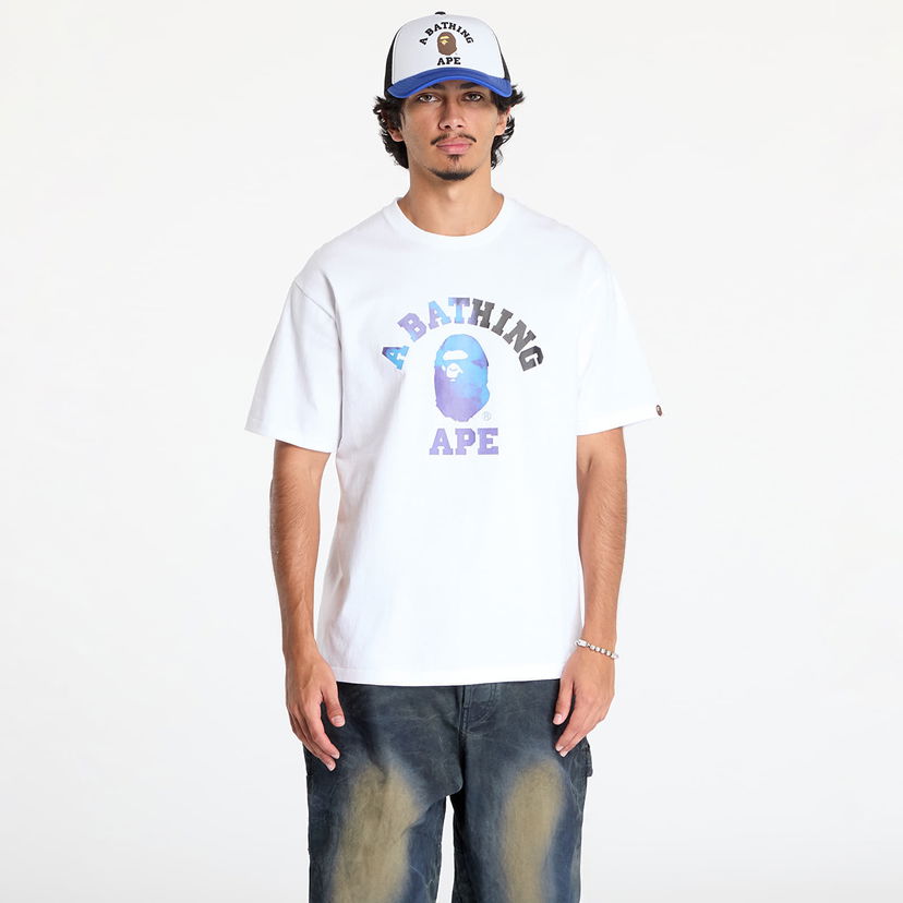 T-paita BAPE Tie Dye College Tee White/ Black Valkoinen | 001TEK801032M WH2