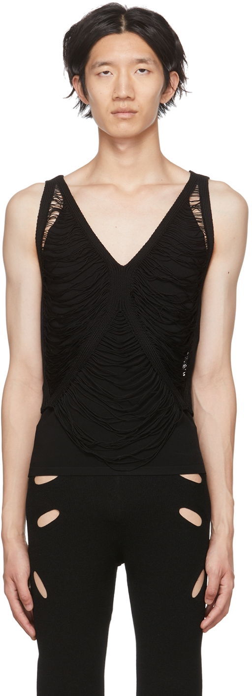 Tankkitoppi Dion Lee Dion Lee Net Distressed Tank Top Musta | C7080P22