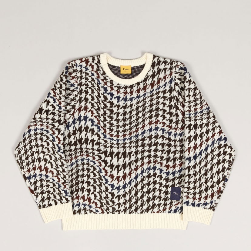 Villapaita Dime Houndstooth Knit Sweater Valkoinen | DIMEHO247CRE