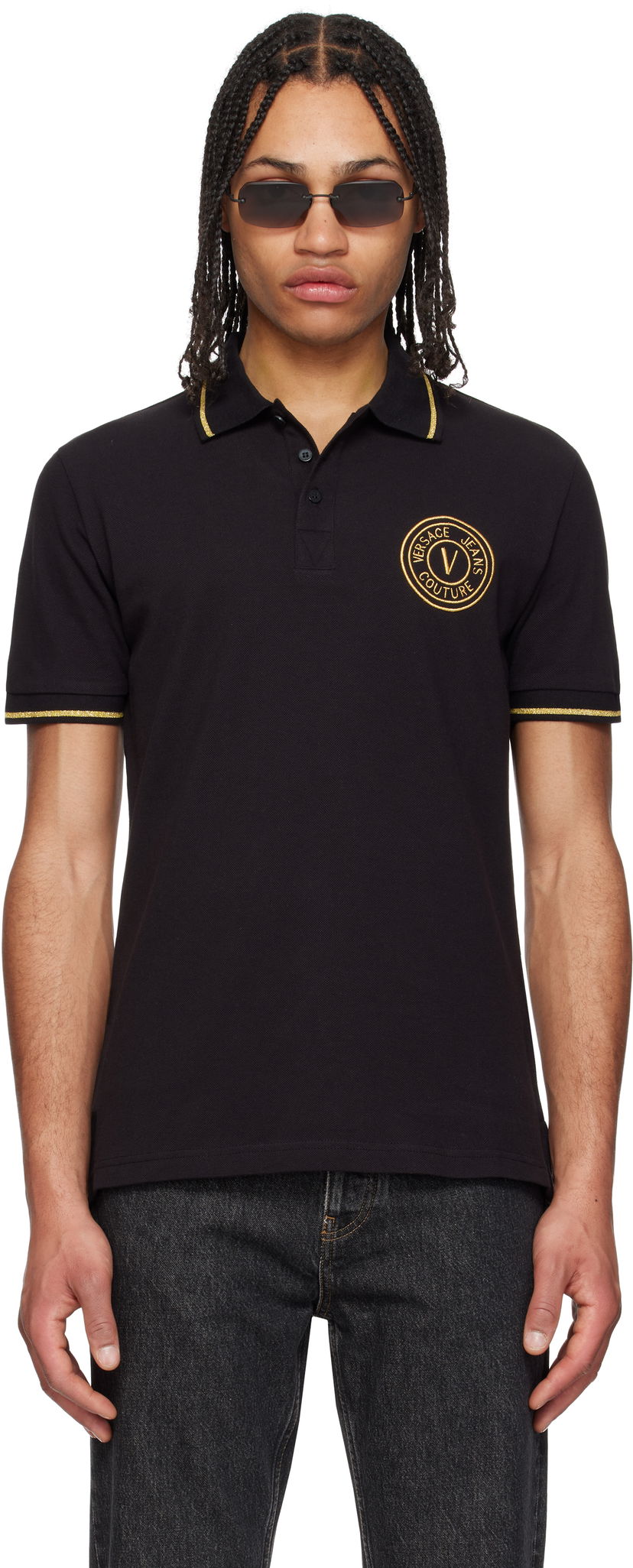 Poolopaita Versace Versace Jeans Couture Logo Patch Polo Musta | E78GAGT00_ECJ01T