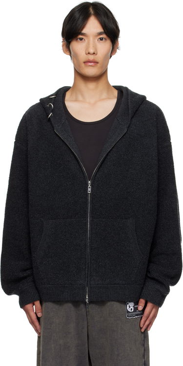 Huppari We11done We11done Bouclé Zip-Up Hoodie Harmaa | WD-KJ2-25-642-M-CH, 0