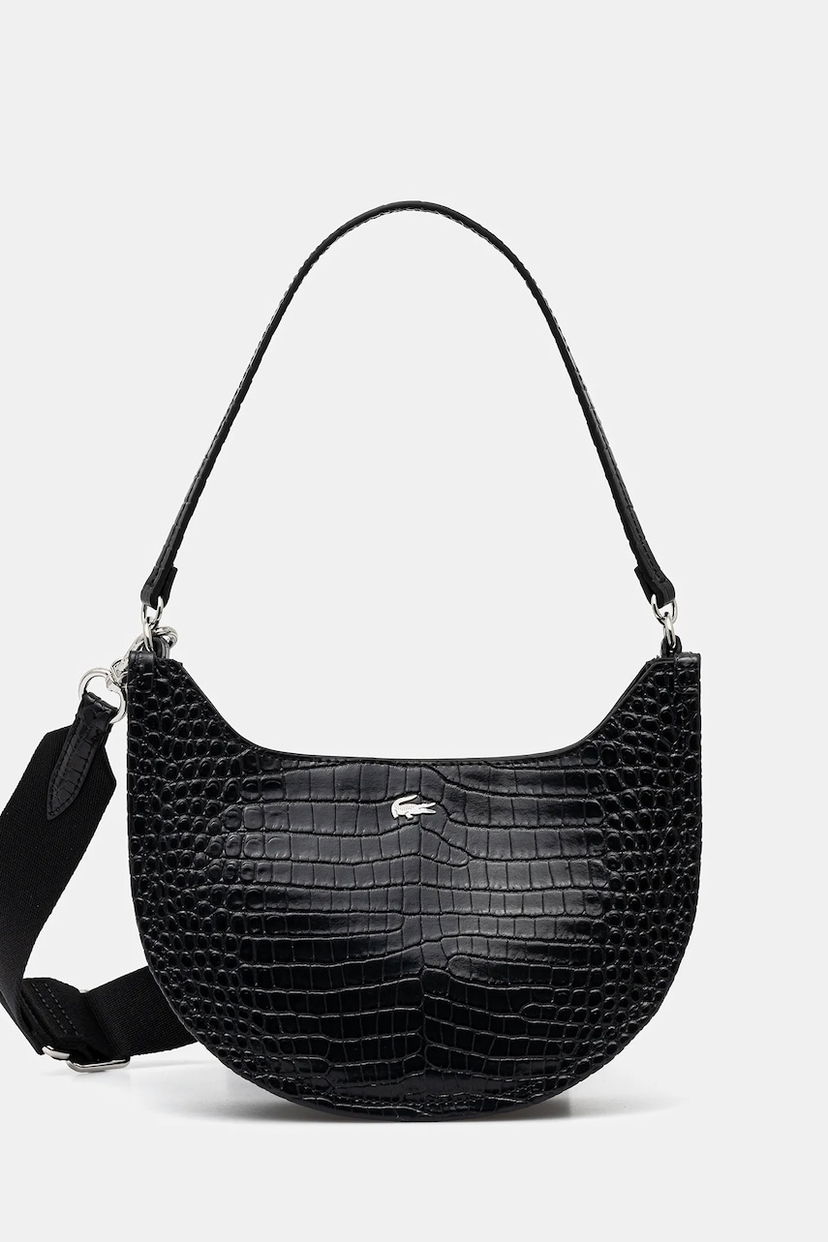 Olkalaukku Lacoste Lacoste Croc-Effect Shoulder Bag Musta | NF4980KL