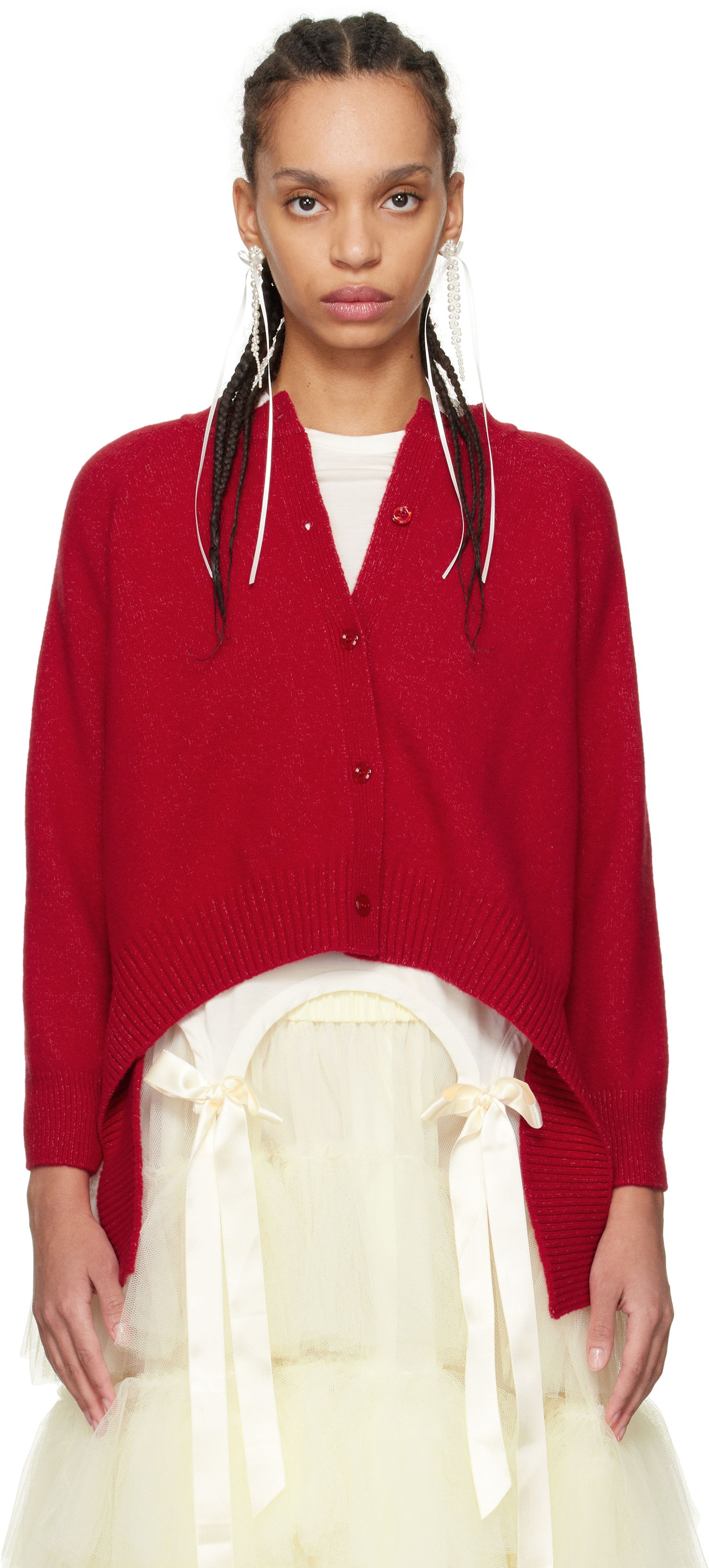Villapaita Simone Rocha Simone Rocha Open Back Cardigan Punainen | LMK7 0660, 0