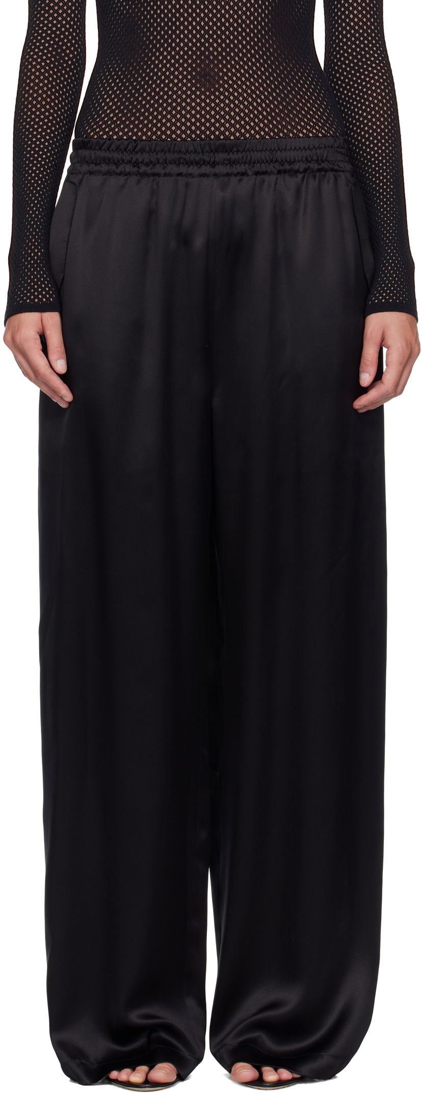 Housut WARDROBE.NYC WARDROBE.NYC Satin Pajama Trousers Musta | W2242F25SE