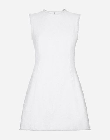 Mekko Dolce & Gabbana Short Cotton Tweed Dress Valkoinen | F6JKDTHUMT9W0800, 0