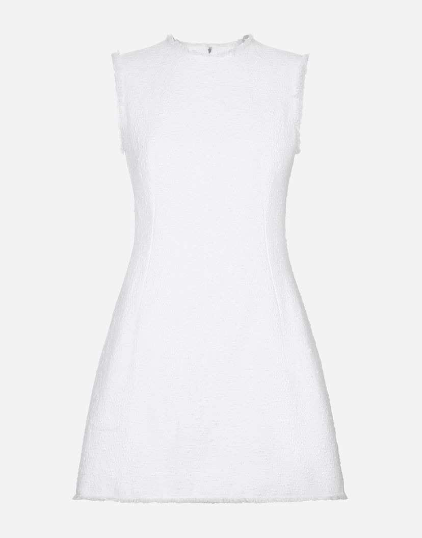 Mekko Dolce & Gabbana Short Cotton Tweed Dress Valkoinen | F6JKDTHUMT9W0800