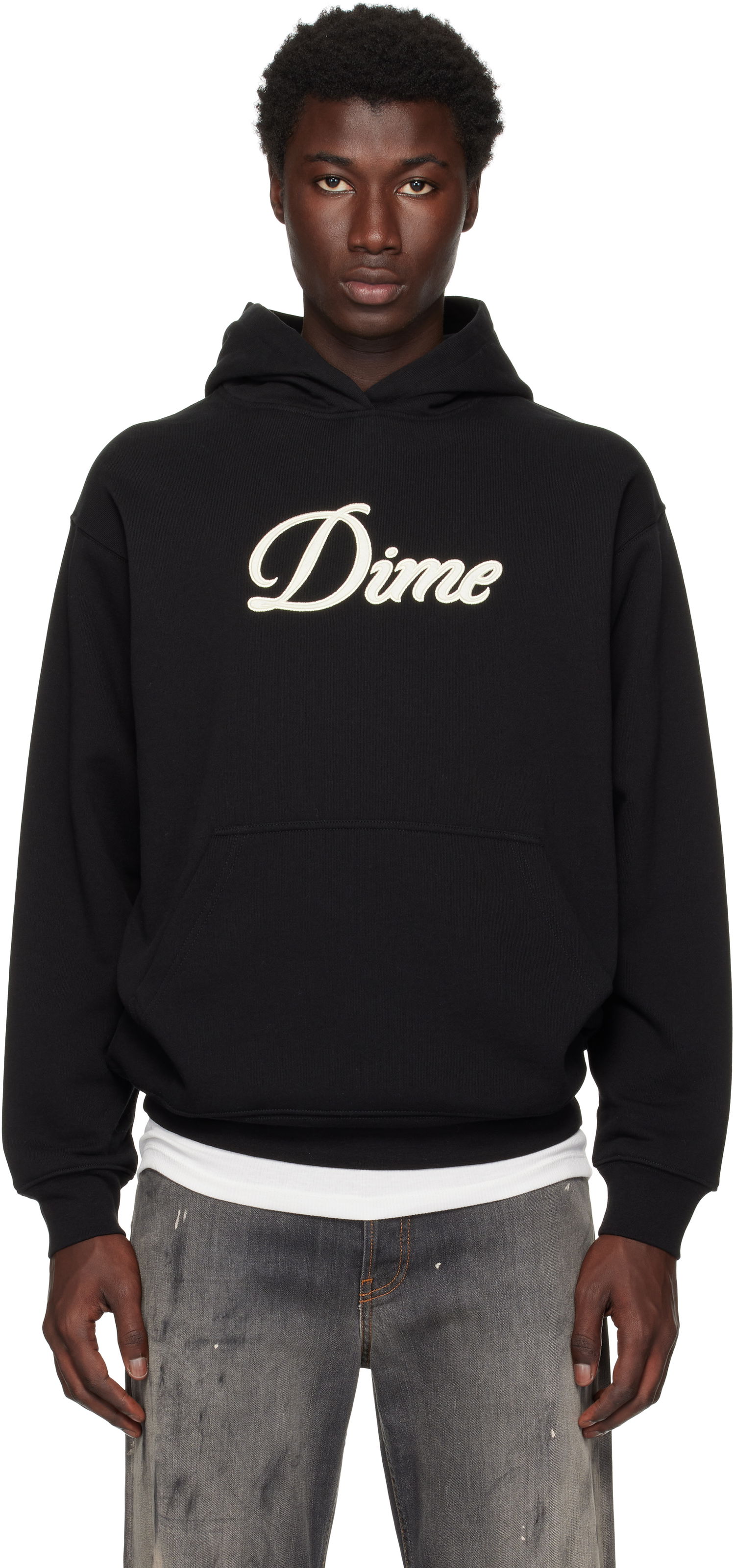 Huppari Dime Cursive Hoodie Musta | DIMESU2543BLK, 0