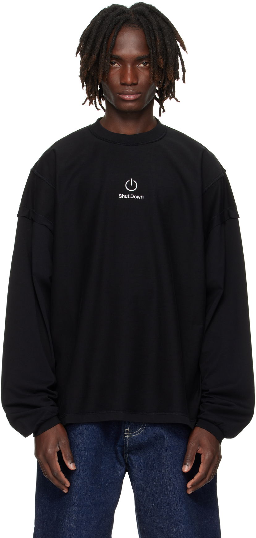Huppari VETEMENTS VETEMENTS 'Shut Down' Embroidered Longsleeve Sweatshirt Musta | UH76LS790B