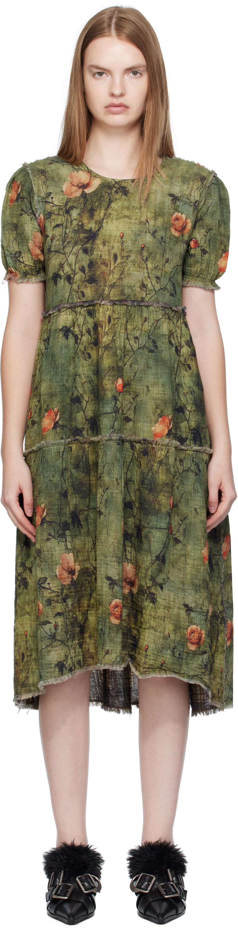 Mekko R13 R13 Relaxed Reversible Midi Dress Vihreä | R13WR465-R582B