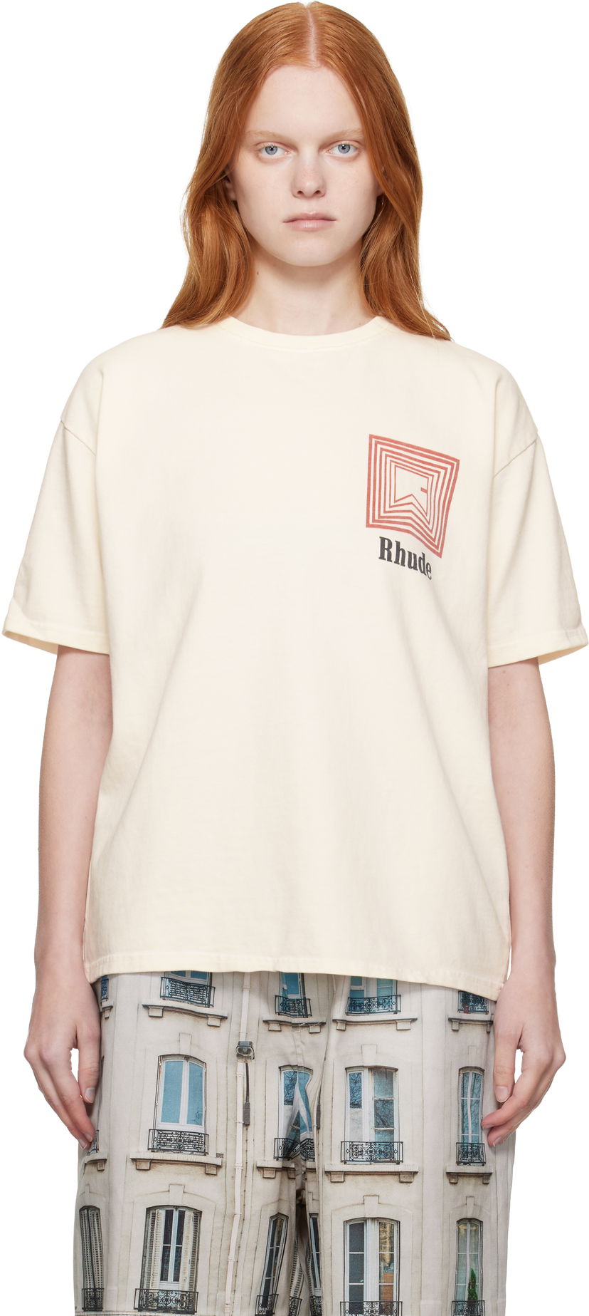 T-paita Rhude Rhude Chevron Logo Repeat T-Shirt Valkoinen | RHPF25TT03012