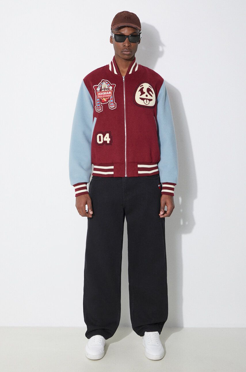 Bomber-takki BBC IceCream ICECREAM Diner Team Varsity Bomber Jacket Burgundia | IC24106, 1