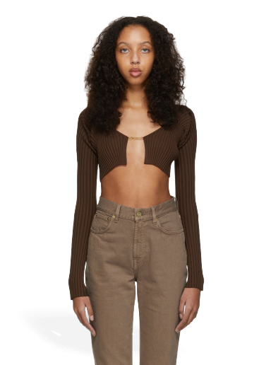 Villapaita Jacquemus La Maille Pralù Cropped Cardigan Ruskea | 213KN108-2190