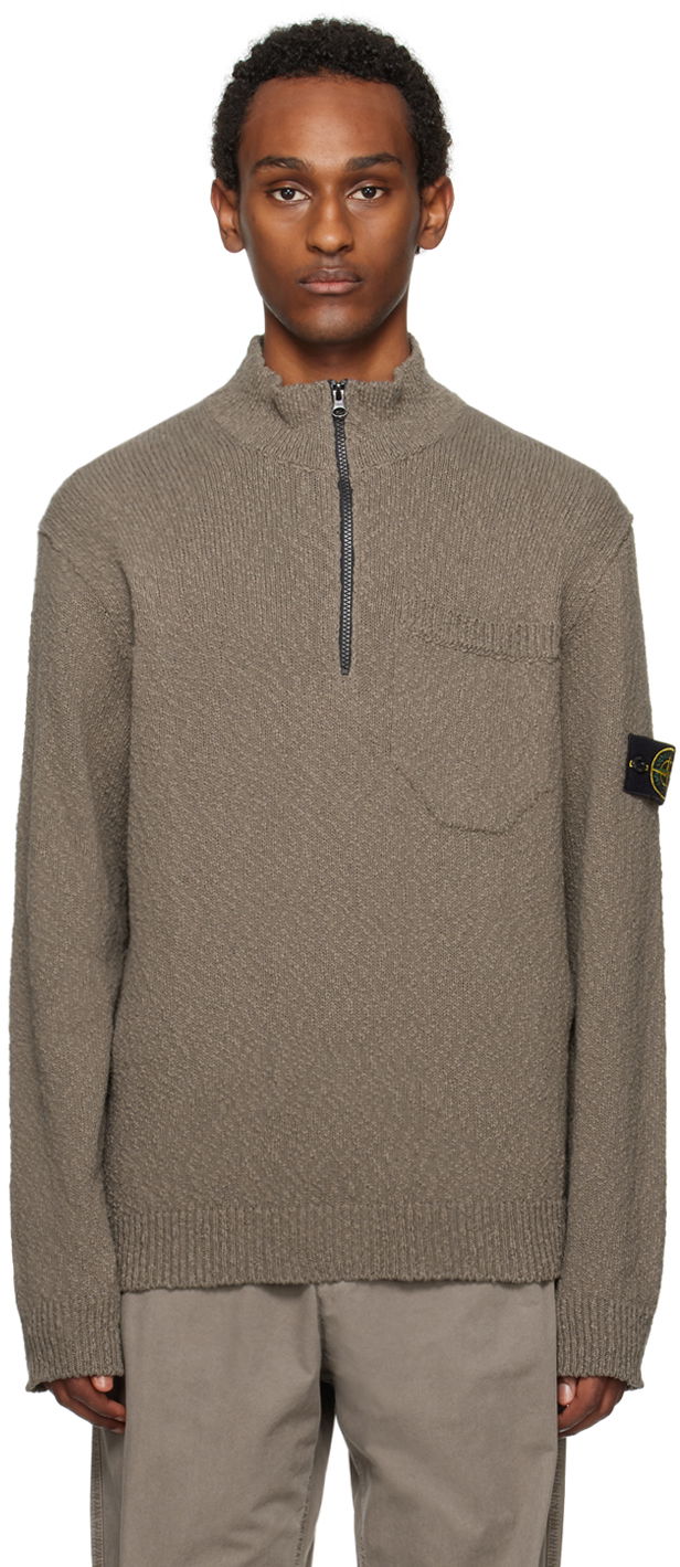 Villapaita Stone Island Half-Zip Sweater Ruskea | 8015563B1