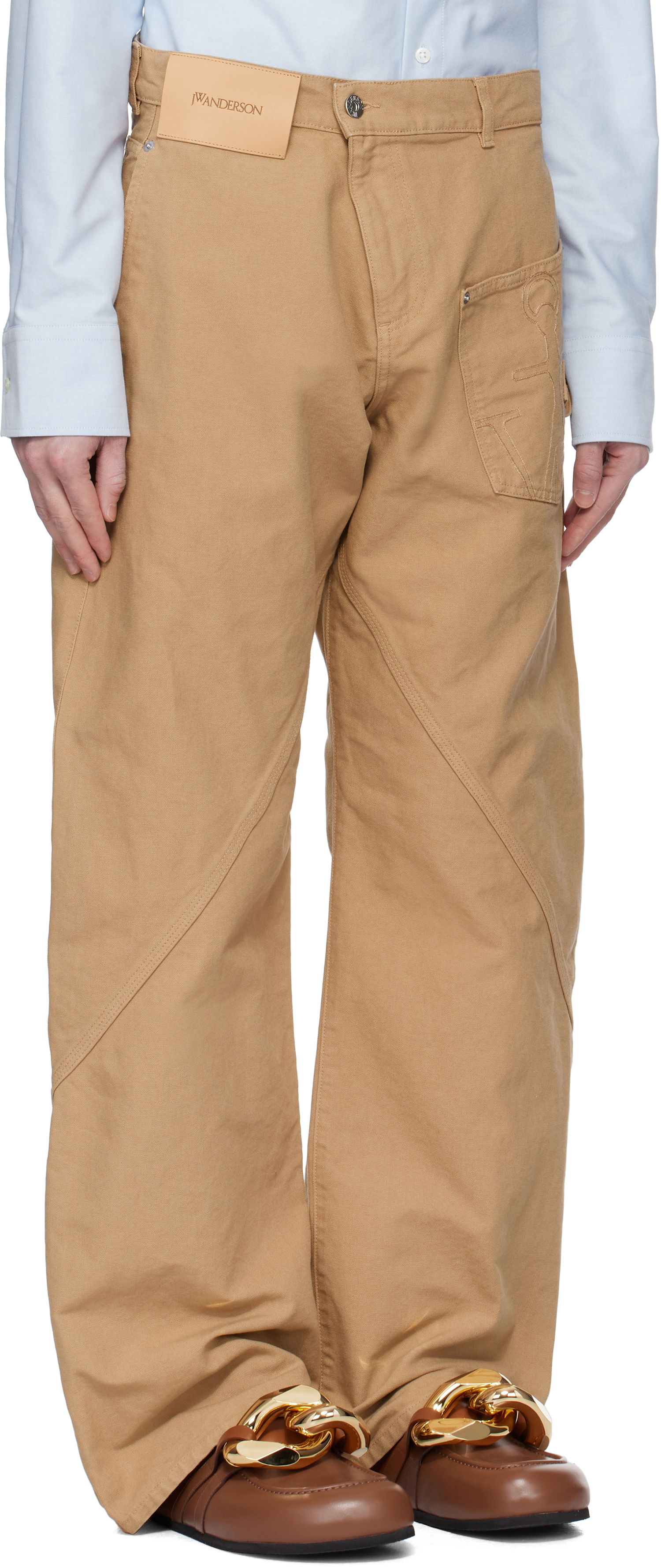 Housut JW Anderson JW Anderson Twisted Workwear Trousers Beige | TR0405-PG1744, 1